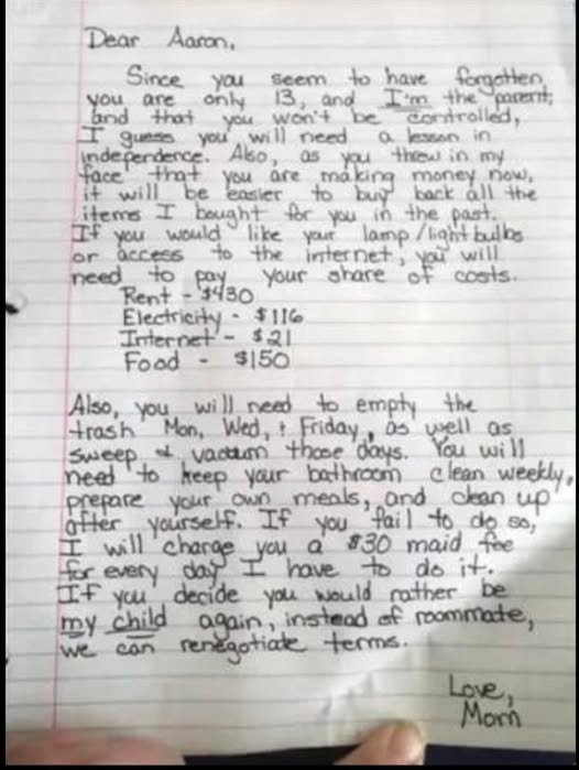 Mom leaves powerful note on “disrespectful” son’s door