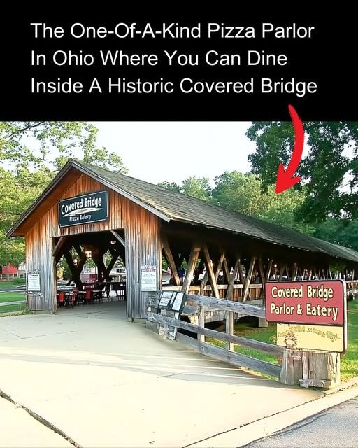 The One-Of-A-Kind Pizza Parlor In Ohio Where You Can Dine Inside A Historic Covered Bridge
