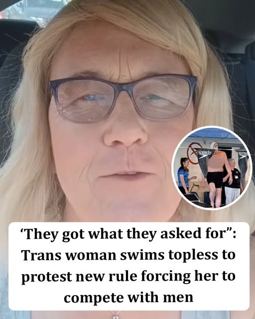 Trans woman stages silent protest by swimming topless in men’s event
