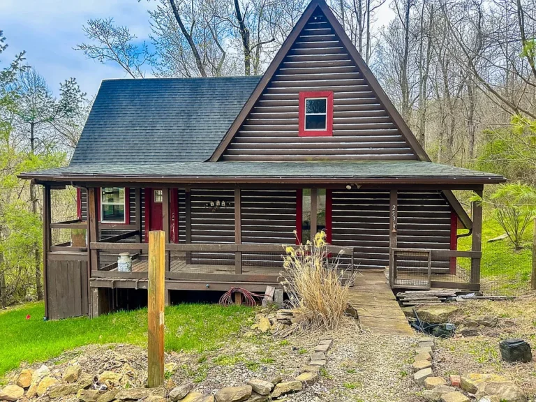 Rustic Log Home on 44+ Acres with Creek Frontage in Southeastern Ohio $180,000