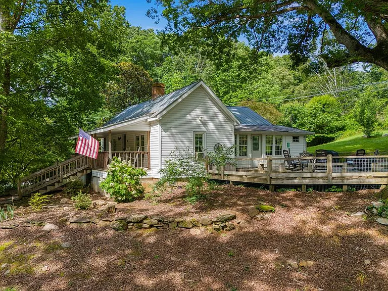 Timeless Charm Meets Mountain Serenity: 1927 Farmhouse with Barn, Creek & Lake Chatuge Access on 3.76 Acres