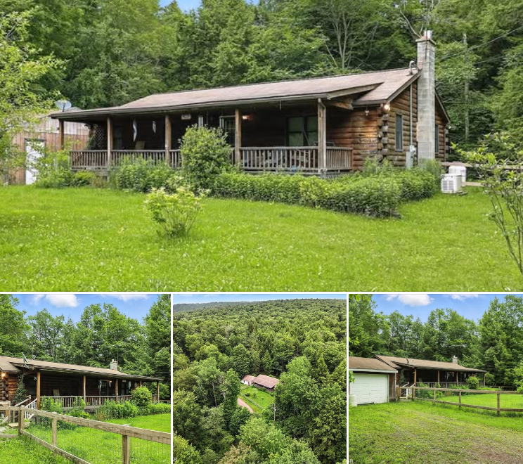 Rustic 3-Bedroom Log Home on 20+ Private Acres in Sullivan County