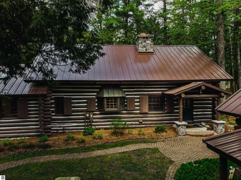 Luxury Log Cabin Compound with Acreage & Water Access Near Traverse City