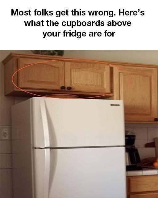 Most folks get this wrong. Here’s what the cupboards above your fridge are for